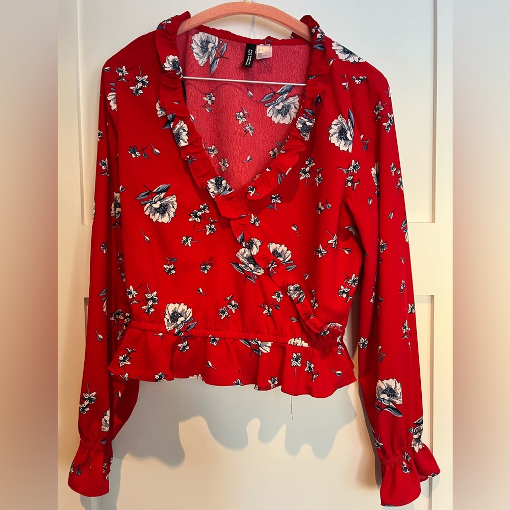 Red floral top